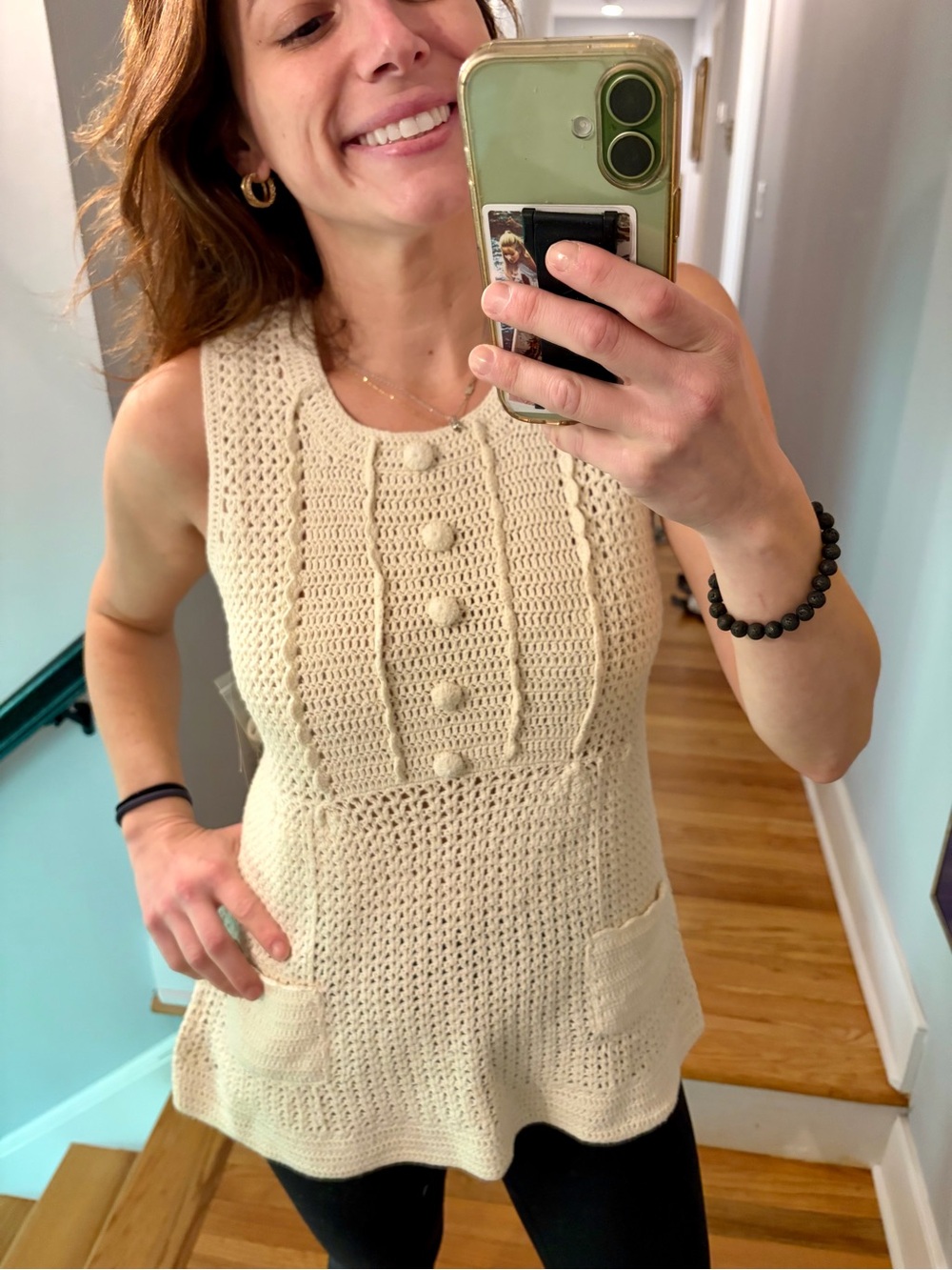 NY Collection Crochet Tunic Top NWT Cream Cottagecore Boho Medium